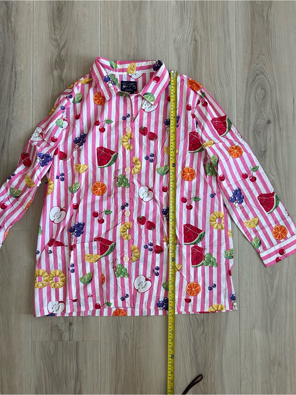 Nick & Nora Sleepwear Pink & White Striped Fruit Pajama Set Size XXL 100% Cotton - Picture 8 of 9